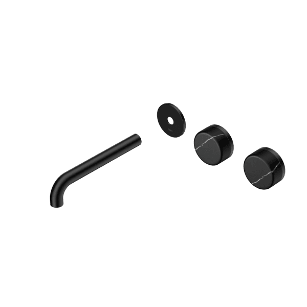 Serenity Wall Basin Set 160/185/220mm Offset spout With Marquina Black Handle Trim Kit Only Matte Black (24D113MB/24D114MB/24D115MB)