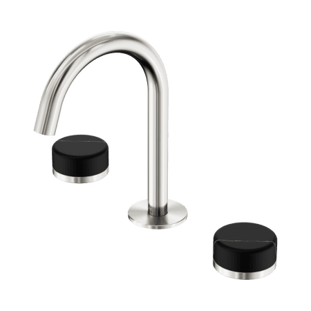SERENITY BASIN SET ARC SPOUT WITH MARQUINA BLACK HANDLE BRUSHED NICKEL (24D117BN)