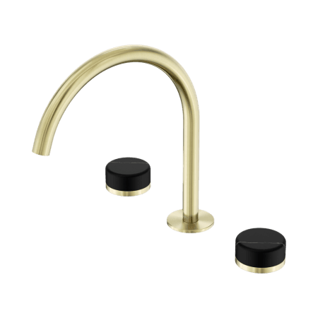 SERENITY BATH/KITCHEN SET ARC SPOUT WITH MARQUINA BLACK HANDLE BRUSHED GOLD (24D118BG)