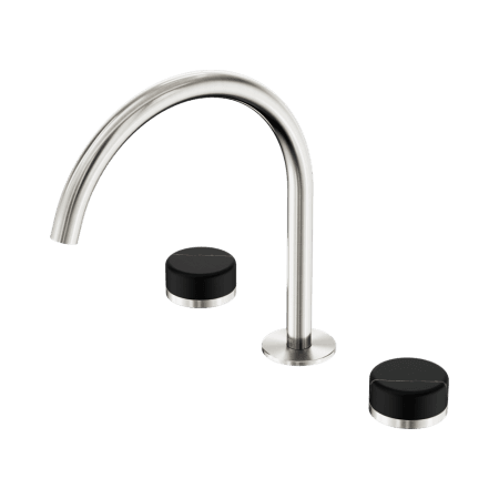 SERENITY BATH/KITCHEN SET ARC SPOUT WITH MARQUINA BLACK HANDLE BRUSHED NICKEL (24D118BN)