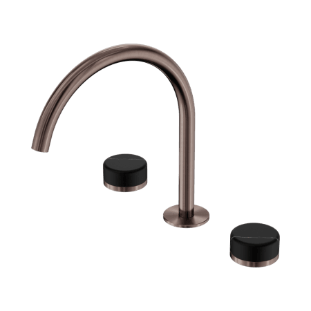 SERENITY BATH/KITCHEN SET ARC SPOUT WITH MARQUINA BLACK HANDLE BRUSHED BRONZE (24D118BZ)