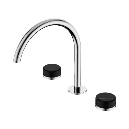 SERENITY BATH/KITCHEN SET ARC SPOUT WITH MARQUINA BLACK HANDLE CHROME (24D118CH)