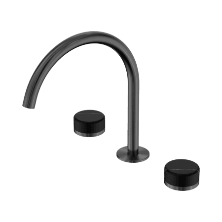 SERENITY BATH/KITCHEN SET ARC SPOUT WITH MARQUINA BLACK HANDLE GUN METAL (24D118GM)