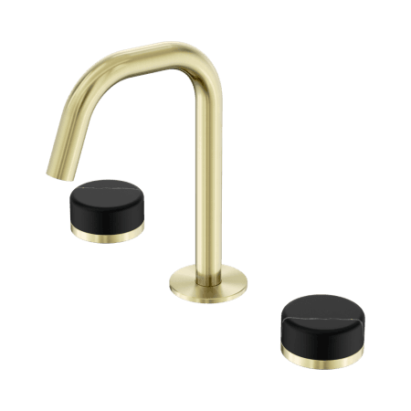 SERENITY BASIN SET EDGE SPOUT WITH MARQUINA BLACK HANDLE BRUSHED GOLD (24D119BG)