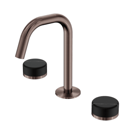 SERENITY BASIN SET EDGE SPOUT WITH MARQUINA BLACK HANDLE BRUSHED BRONZE (24D119BZ)
