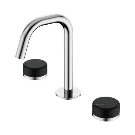 SERENITY BASIN SET EDGE SPOUT WITH MARQUINA BLACK HANDLE CHROME (24D119CH)