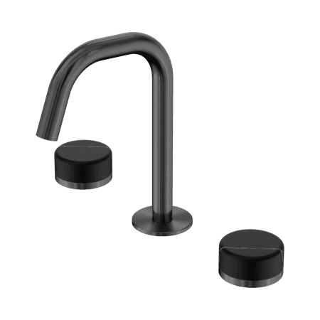 SERENITY BASIN SET EDGE SPOUT WITH MARQUINA BLACK HANDLE GUN METAL (24D119GM)