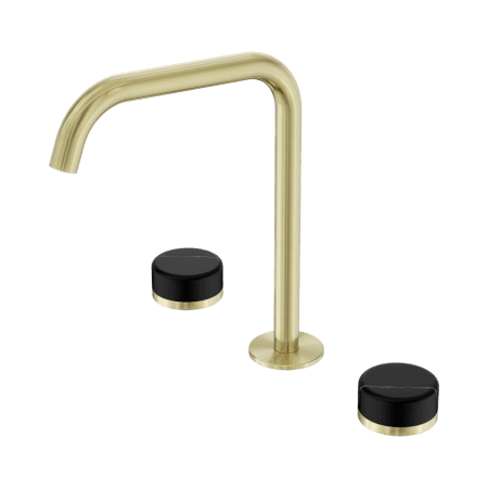 SERENITY BATH/KITCHEN SET EDGE SPOUT WITH MARQUINA BLACK HANDLE BRUSHED GOLD (24D120BG)