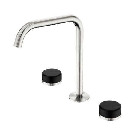 SERENITY BATH/KITCHEN SET EDGE SPOUT WITH MARQUINA BLACK HANDLE BRUSHED NICKEL (24D120BN)