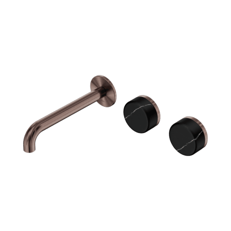 Serenity Wall Basin Set 160/185/220mm Offset Spout With Marquina Black Handle Brushed Bronze (24D124BZ/24D125BZ/24D126BZ)