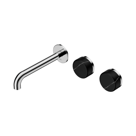 Serenity Wall Basin Set 160/185/220mm Offset Spout With Marquina Black Handle Chrome (24D124CH/24D125CH/24D126CH)