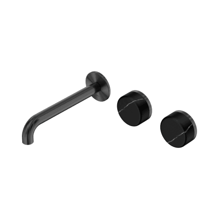 Serenity Wall Basin Set 160/185/220mm Offset Spout With Marquina Black Handle Gun Metal (24D124GM/24D125GM/24D126GM)