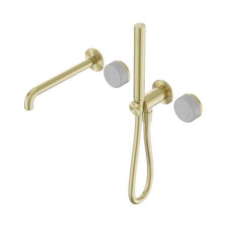 SERENITY SHOWER SYSTEM WITH SPOUT WITH CARRARA HANDLE AND SLIM SHOWER BRUSHED GOLD (24E007BG)