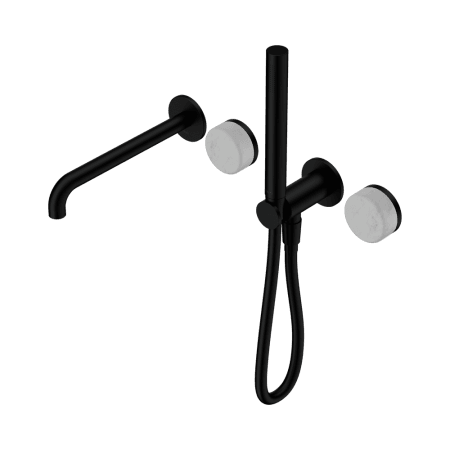 SERENITY SHOWER SYSTEM WITH SPOUT WITH CARRARA HANDLE AND SLIM SHOWER MATTE BLACK (24E007MB)