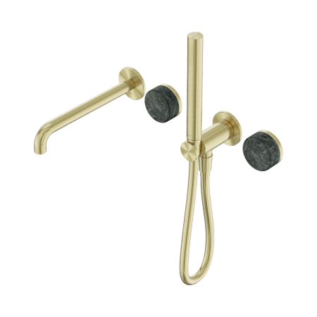 SERENITY SHOWER SYSTEM WITH SPOUT WITH VERDE ALPI HANDLE AND SLIM SHOWER BRUSHED GOLD (24E008BG)