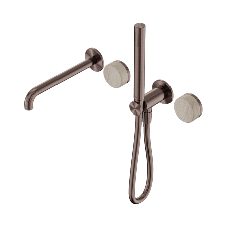 SERENITY SHOWER SYSTEM WITH SPOUT WITH ROME TRAVERTINE HANDLE AND SLIM SHOWER BRUSHED BRONZE (24E009BZ)