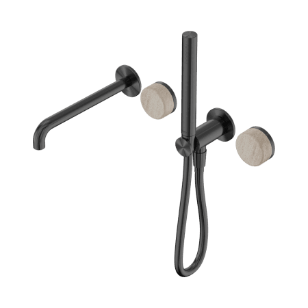 SERENITY SHOWER SYSTEM WITH SPOUT WITH ROME TRAVERTINE HANDLE AND SLIM SHOWER GUN METAL (24E009GM)