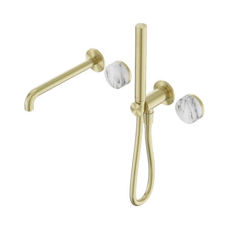 SERENITY SHOWER SYSTEM WITH SPOUT WITH ARABESCATO CORCHIA HANDLE AND SLIM SHOWER BRUSHED GOLD (24E010BG)