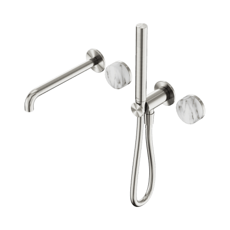 SERENITY SHOWER SYSTEM WITH SPOUT WITH ARABESCATO CORCHIA HANDLE AND SLIM SHOWER BRUSHED NICKEL (24E010BN)