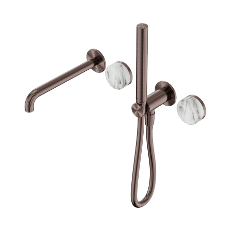 SERENITY SHOWER SYSTEM WITH SPOUT WITH ARABESCATO CORCHIA HANDLE AND SLIM SHOWER BRUSHED BRONZE (24E010BZ)