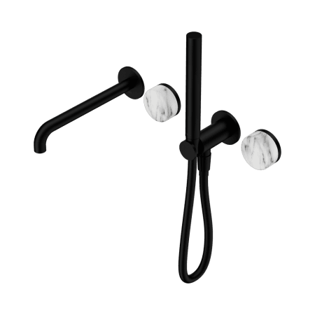 SERENITY SHOWER SYSTEM WITH SPOUT WITH ARABESCATO CORCHIA HANDLE AND SLIM SHOWER MATTE BLACK (24E010MB)