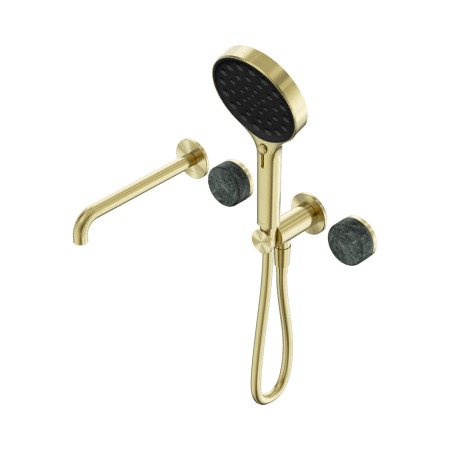 SERENITY SHOWER SYSTEM WITH SPOUT WITH VERDE ALPI HANDLE AND SERENITY HAND SHOWER BRUSHED GOLD (24E014BG)