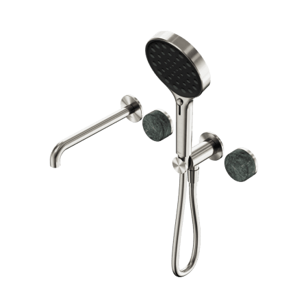 SERENITY SHOWER SYSTEM WITH SPOUT WITH VERDE ALPI HANDLE AND SERENITY HAND SHOWER BRUSHED NICKEL (24E014BN)
