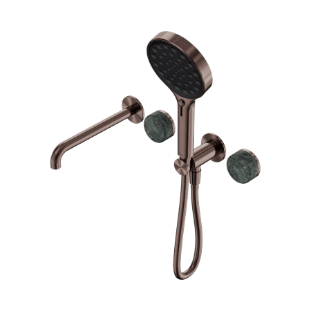 SERENITY SHOWER SYSTEM WITH SPOUT WITH VERDE ALPI HANDLE AND SERENITY HAND SHOWER BRUSHED BRONZE (24E014BZ)