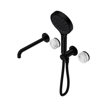 SERENITY SHOWER SYSTEM WITH SPOUT WITH ARABESCATO CORCHIA HANDLE AND SERENITY HAND SHOWER MATTE BLACK (24E016MB)