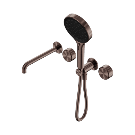 SERENITY SHOWER SYSTEM WITH SPOUT WITH METAL HANDLE AND SERENITY HAND SHOWER BRUSHED BRONZE (24E018BZ)