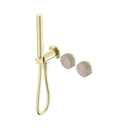 SERENITY SHOWER SYSTEM WITH ROME TRAVERTINE HANDLE AND SLIM SHOWER BRUSHED GOLD (24E021BG)