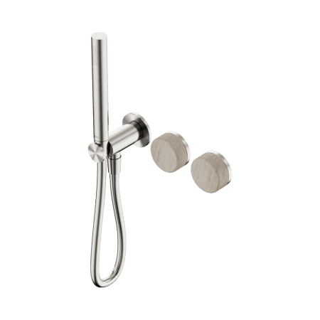 SERENITY SHOWER SYSTEM WITH ROME TRAVERTINE HANDLE AND SLIM SHOWER BRUSHED NICKEL (24E021BN)