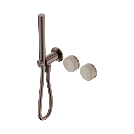 SERENITY SHOWER SYSTEM WITH ROME TRAVERTINE HANDLE AND SLIM SHOWER BRUSHED BRONZE (24E021BZ)