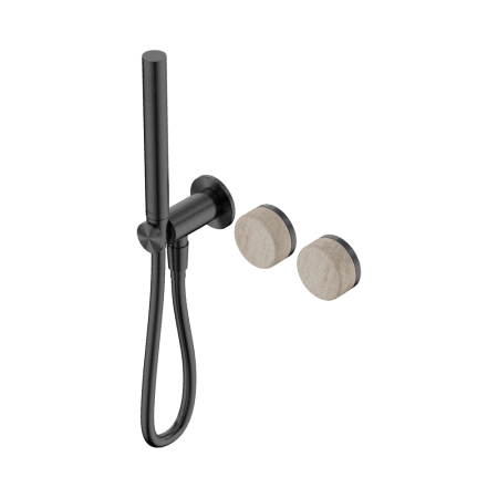SERENITY SHOWER SYSTEM WITH ROME TRAVERTINE HANDLE AND SLIM SHOWER GUN METAL (24E021GM)