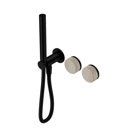 SERENITY SHOWER SYSTEM WITH ROME TRAVERTINE HANDLE AND SLIM SHOWER MATTE BLACK (24E021MB)