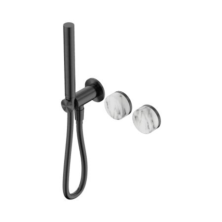 SERENITY SHOWER SYSTEM WITH ARABESCATO CORCHIA HANDLE AND SLIM SHOWER GUN METAL (24E022GM)