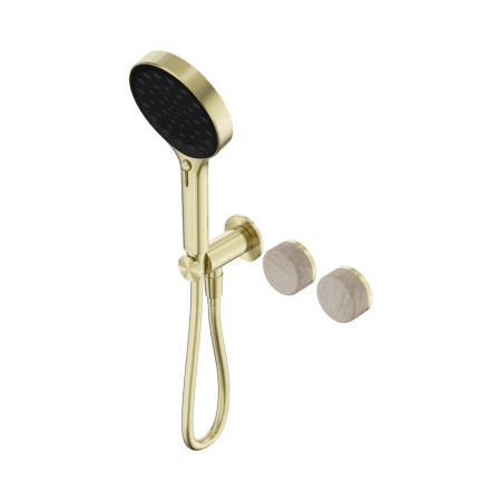 SERENITY SHOWER SYSTEM WITH ROME TRAVERTINE HANDLE AND SERENITY HAND SHOWER BRUSHED GOLD (24E027BG)