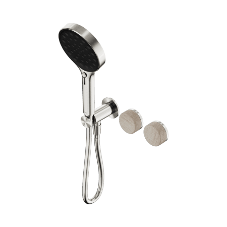 SERENITY SHOWER SYSTEM WITH ROME TRAVERTINE HANDLE AND SERENITY HAND SHOWER BRUSHED NICKEL (24E027BN)