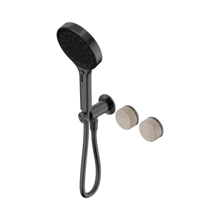 SERENITY SHOWER SYSTEM WITH ROME TRAVERTINE HANDLE AND SERENITY HAND SHOWER GUN METAL (24E027GM)