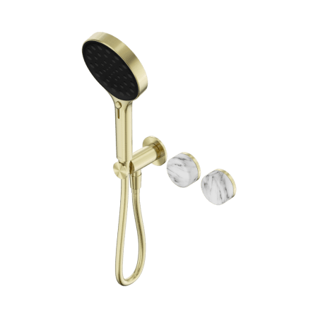 SERENITY SHOWER SYSTEM WITH ARABESCATO CORCHIA HANDLE AND SERENITY HAND SHOWER BRUSHED GOLD (24E028BG)