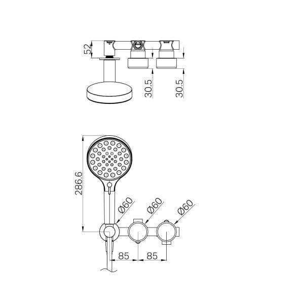 SERENITY SHOWER SYSTEM WITH METAL HANDLE AND SERENITY HAND SHOWER CHROME (24E030CH)