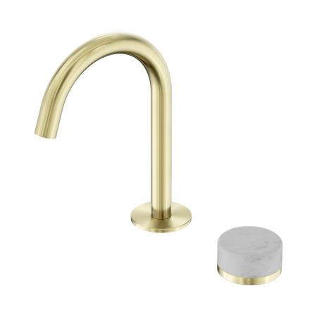 SERENITY BASIN MIXER ARC SPOUT WITH CARRARA HANDLE BRUSHED GOLD (24E031BG)