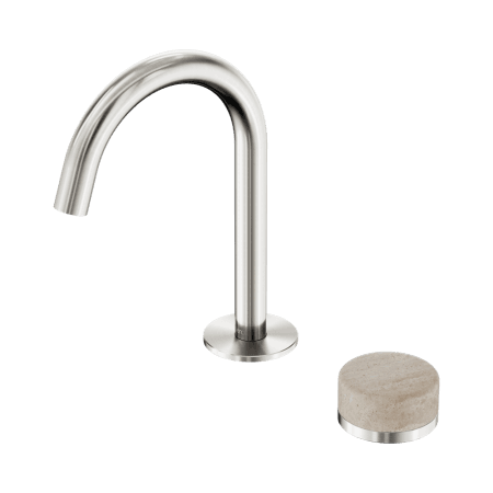SERENITY BASIN MIXER ARC SPOUT WITH ROME TRAVERTINE HANDLE BRUSHED NICKEL (24E033BN)