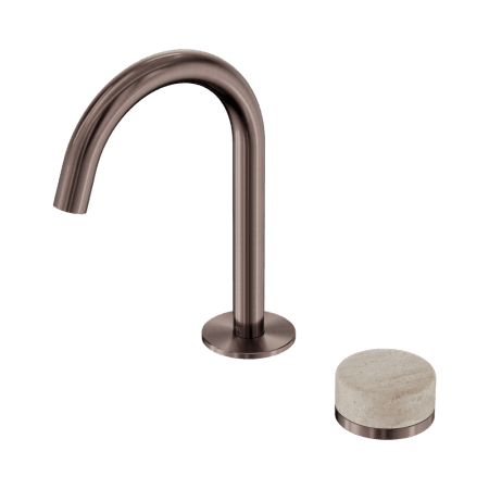 SERENITY BASIN MIXER ARC SPOUT WITH ROME TRAVERTINE HANDLE BRUSHED BRONZE (24E033BZ)