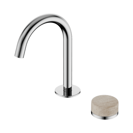 SERENITY BASIN MIXER ARC SPOUT WITH ROME TRAVERTINE HANDLE CHROME (24E033CH)