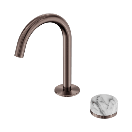 SERENITY BASIN MIXER ARC SPOUT WITH ARABESCATO CORCHIA HANDLE BRUSHED BRONZE (24E034BZ)