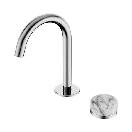 SERENITY BASIN MIXER ARC SPOUT WITH ARABESCATO CORCHIA HANDLE CHROME (24E034CH)