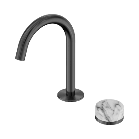 SERENITY BASIN MIXER ARC SPOUT WITH ARABESCATO CORCHIA HANDLE GUN METAL (24E034GM)