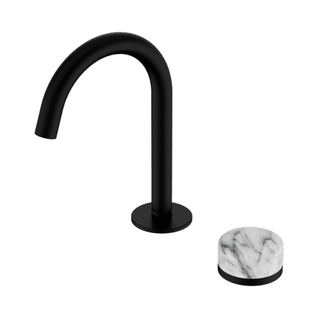SERENITY BASIN MIXER ARC SPOUT WITH ARABESCATO CORCHIA HANDLE MATTE BLACK (24E034MB)