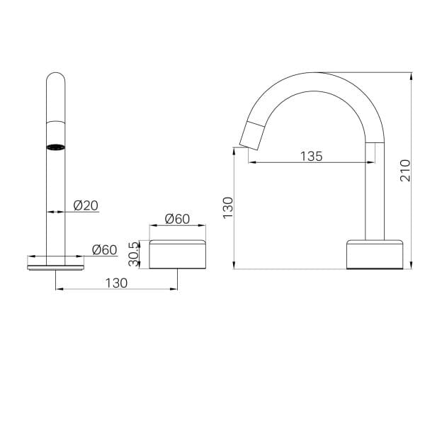 SERENITY BASIN MIXER ARC SPOUT WITH METAL HANDLE BRUSHED NICKEL (24E036BN)